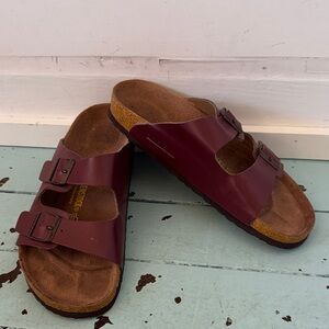 Birkenstock EU40 US9 Arizona Birko-Flor cork-latex footbed w/suede Zinfandel
